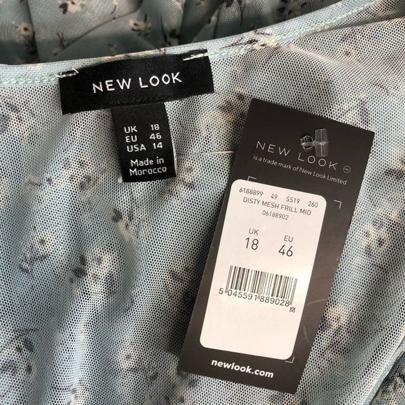 New Look Mesh Frill Blue Floral Ruffle Dress NWT - Picture 10 of 15